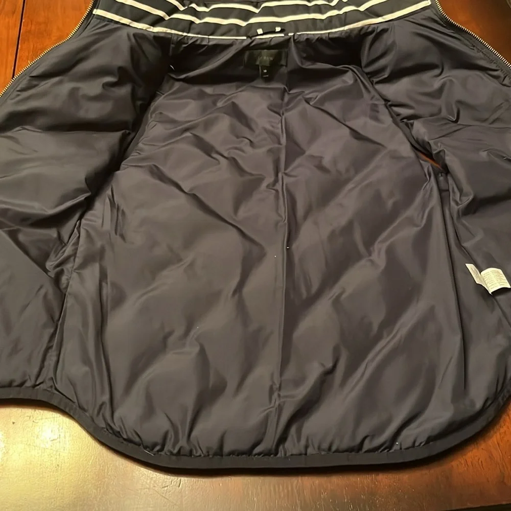 J Crew Striped Black and White Puffer Vest Size XS